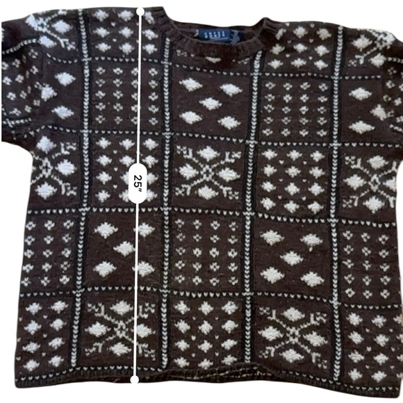 Vintage Wool Hand Knit Sweater Fisherman Norwegian Style Liz Claiborne Large - Picture 7 of 7